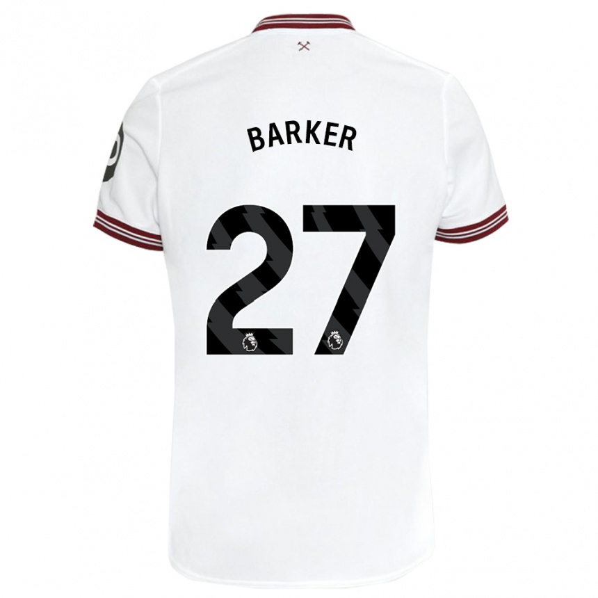 メンズフットボールメイジー・バーカー#27白アウェイシャツ2023/24ジャージーユニフォーム