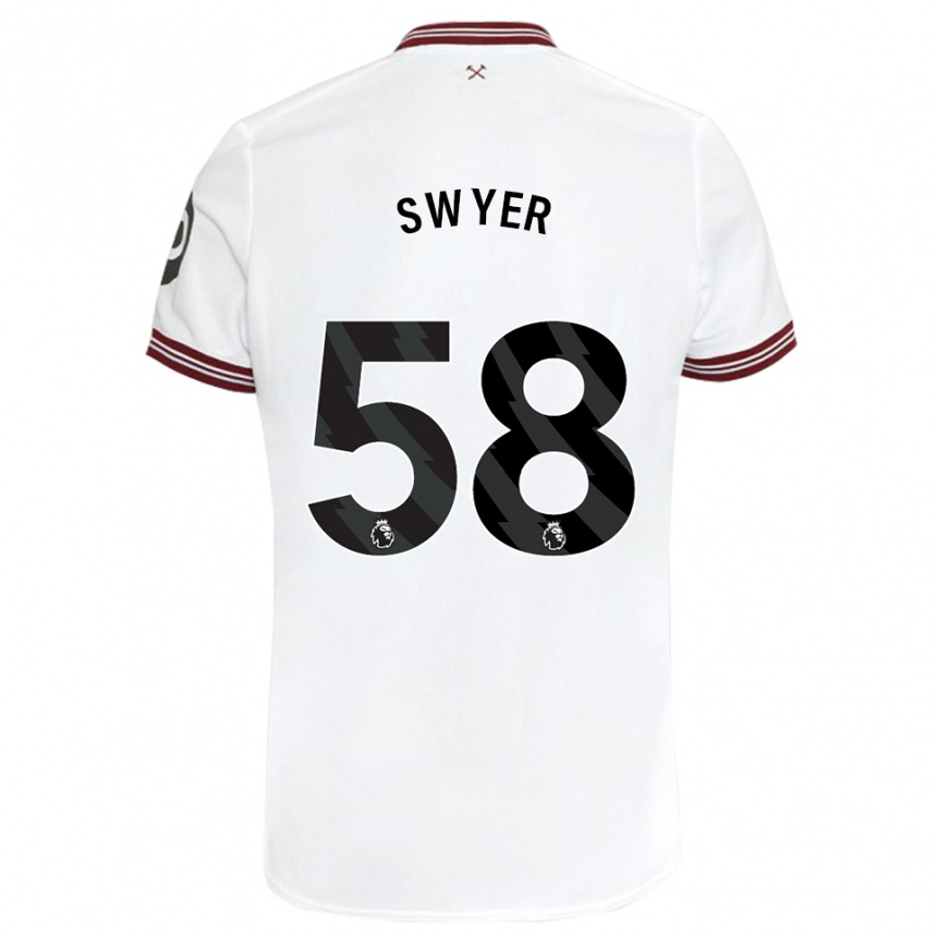 メンズフットボールカマライ・スワイヤー#58白アウェイシャツ2023/24ジャージーユニフォーム