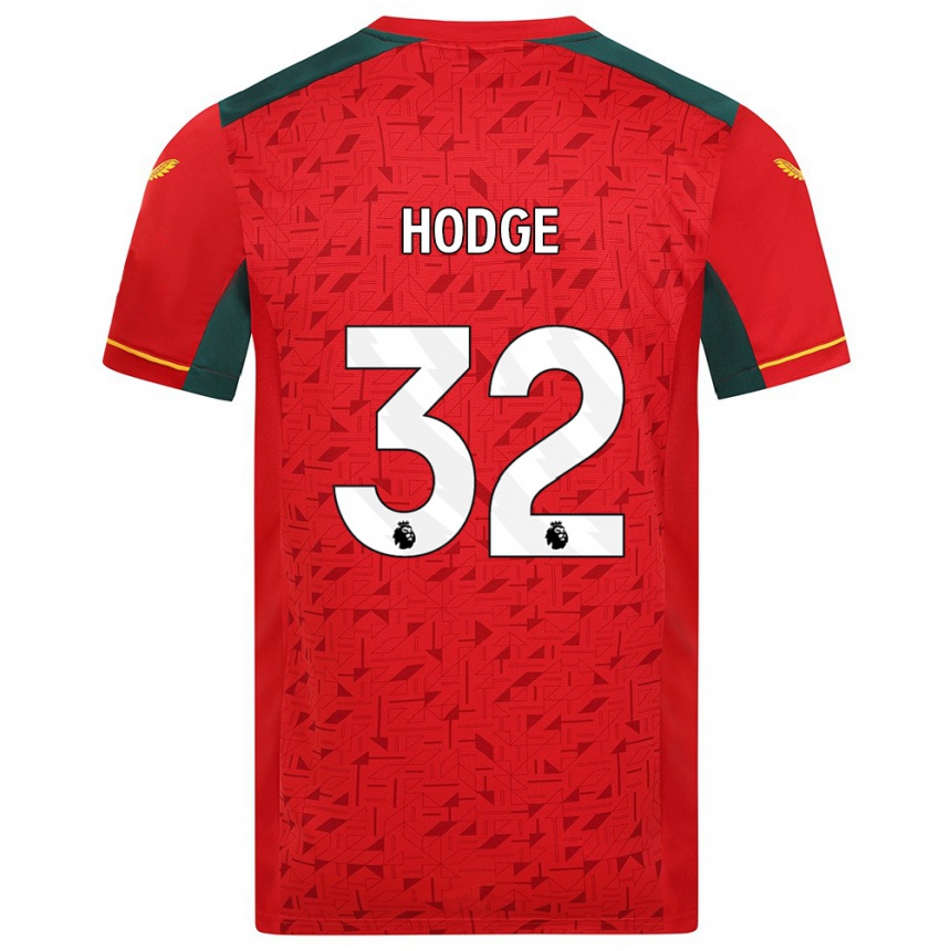 メンズフットボールジョー・ホッジ#32赤アウェイシャツ2023/24ジャージーユニフォーム