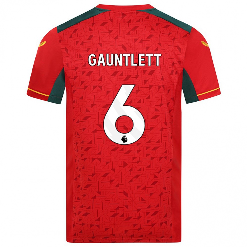 メンズフットボールマリー・ガントレット#6赤アウェイシャツ2023/24ジャージーユニフォーム