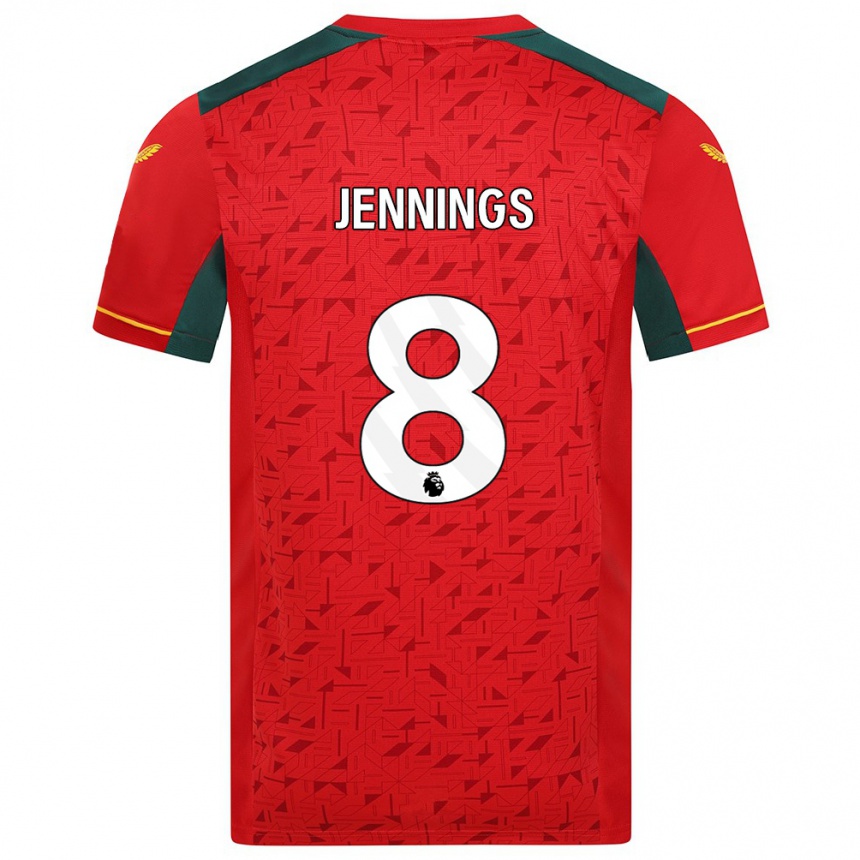 メンズフットボールシャニー・ジェニングス#8赤アウェイシャツ2023/24ジャージーユニフォーム