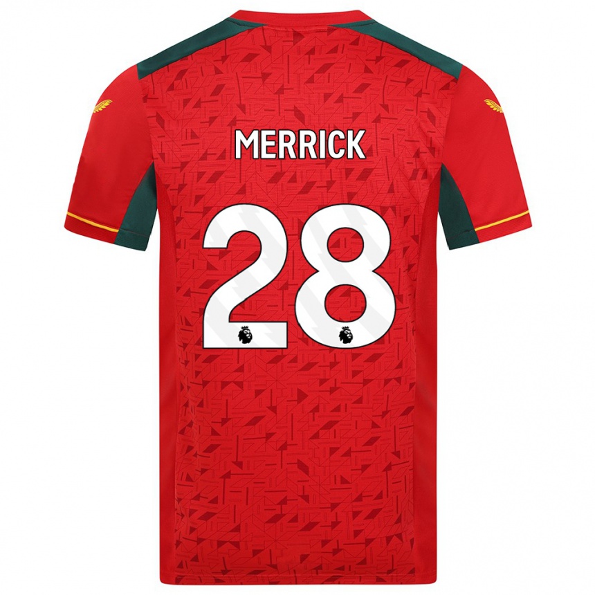 メンズフットボールベス・メリック#28赤アウェイシャツ2023/24ジャージーユニフォーム