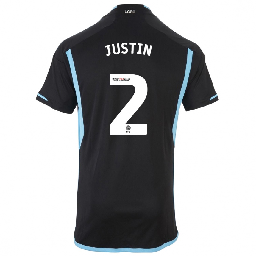 メンズフットボールジェームス・ジャスティン#2黒アウェイシャツ2023/24ジャージーユニフォーム