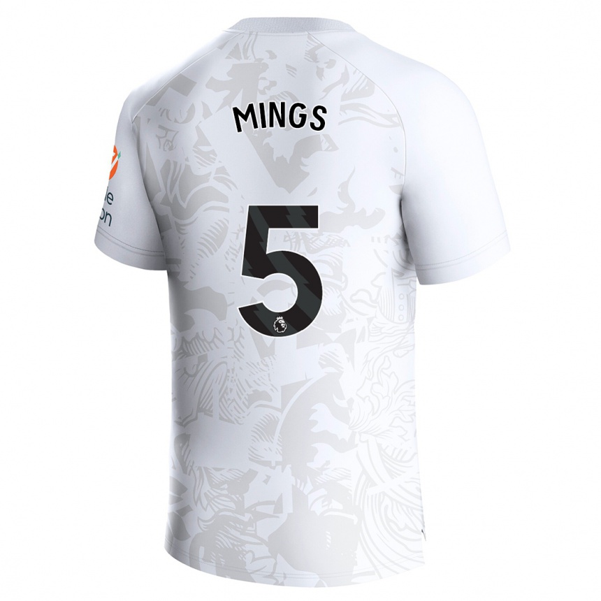 メンズフットボールタイロン・ミングス#5白アウェイシャツ2023/24ジャージーユニフォーム