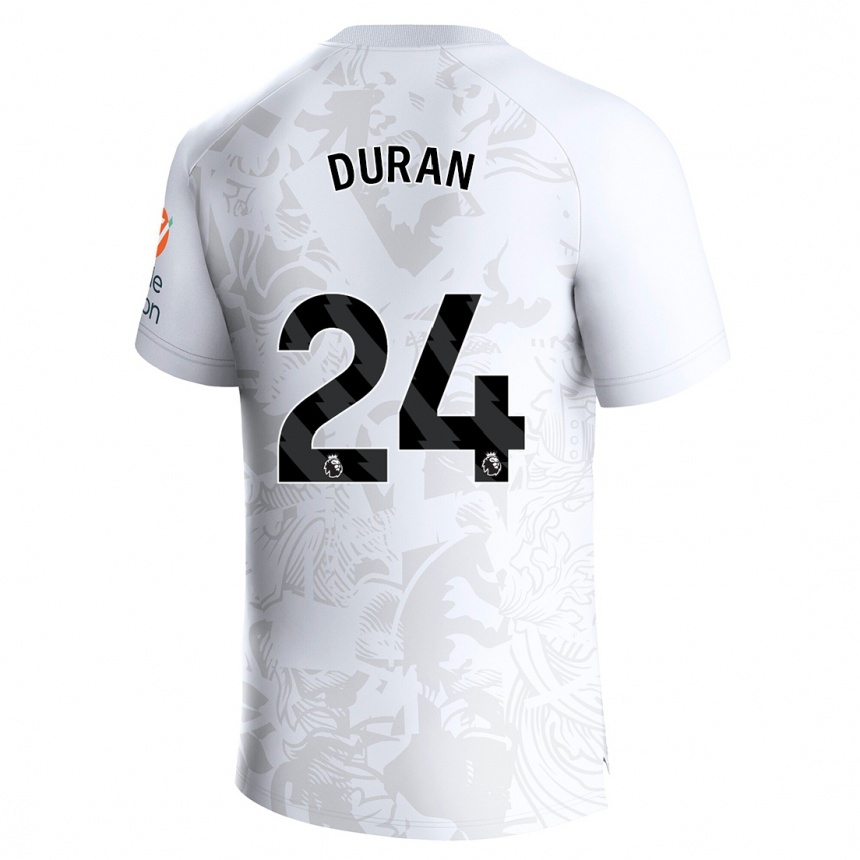 メンズフットボールジョン・デュラン#24白アウェイシャツ2023/24ジャージーユニフォーム