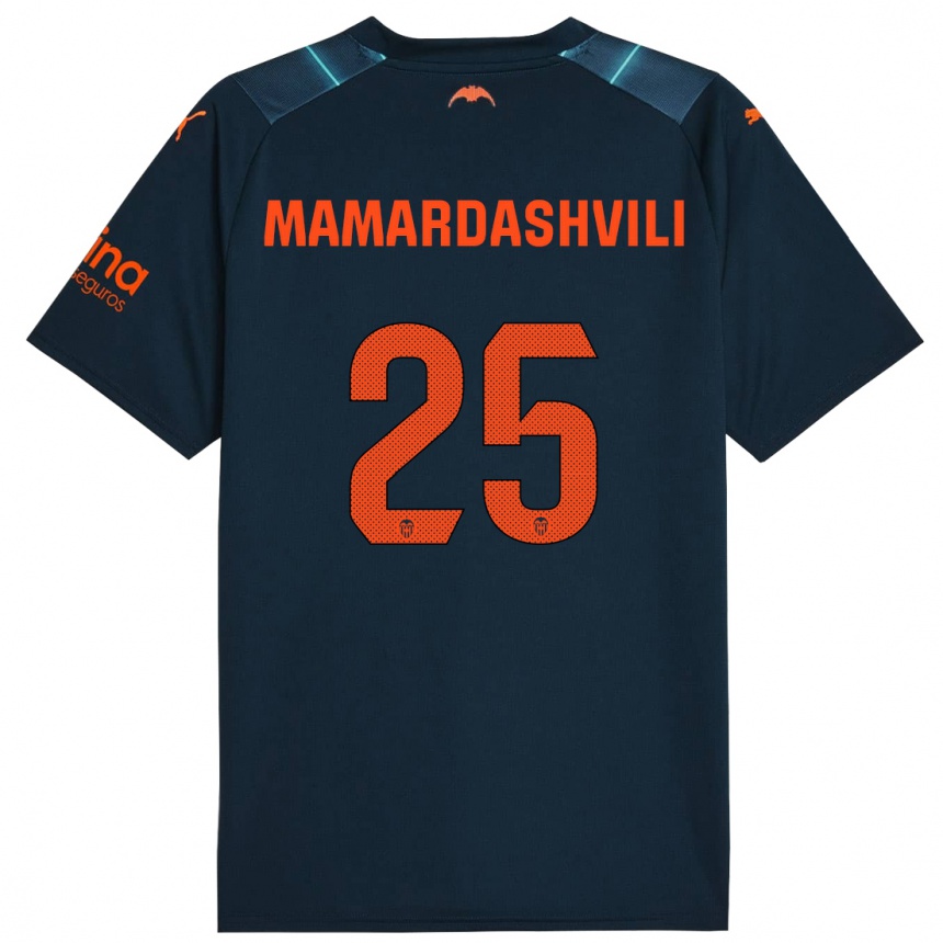 メンズフットボールギオルギ・ママルダシュヴィリ#25マリンブルーアウェイシャツ2023/24ジャージーユニフォーム