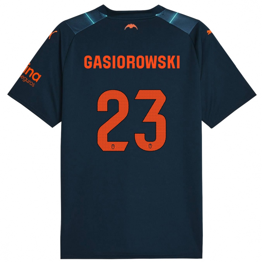 メンズフットボールヤレク・ガシオロフスキ#23マリンブルーアウェイシャツ2023/24ジャージーユニフォーム