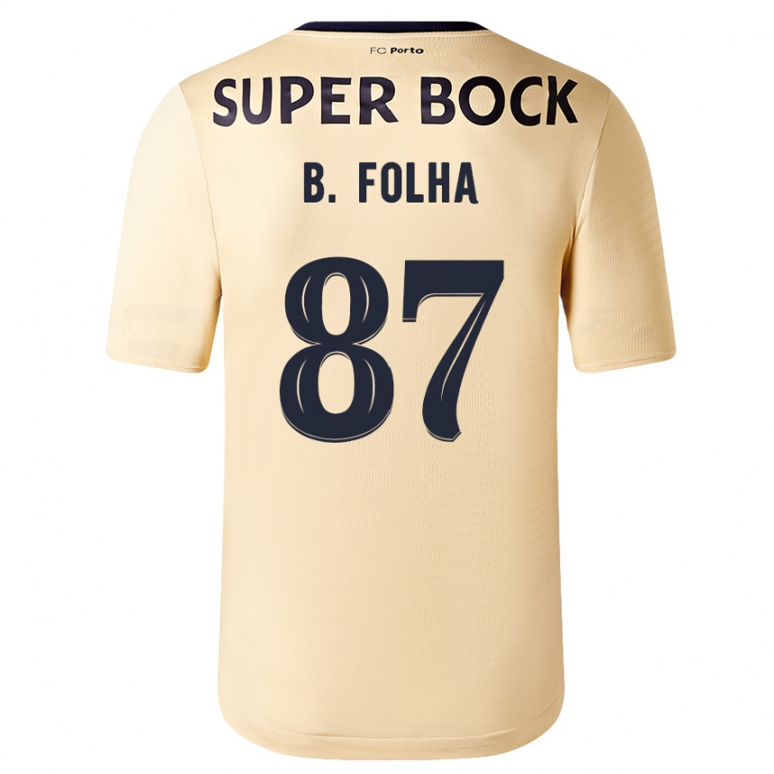 メンズフットボールベルナルド・フォーリャ#87ベージュゴールドアウェイシャツ2023/24ジャージーユニフォーム