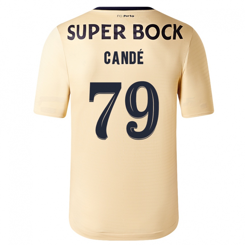 メンズフットボールウマロ・カンデ#79ベージュゴールドアウェイシャツ2023/24ジャージーユニフォーム