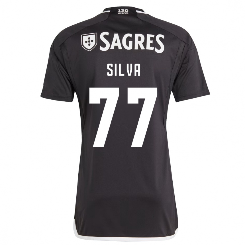 メンズフットボールジェシカ・シルバ#77黒アウェイシャツ2023/24ジャージーユニフォーム