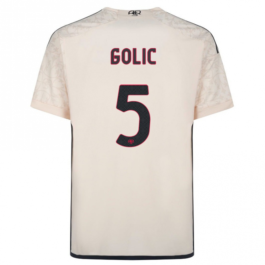 メンズフットボールロヴロ・ゴリッチ#5オフホワイトアウェイシャツ2023/24ジャージーユニフォーム