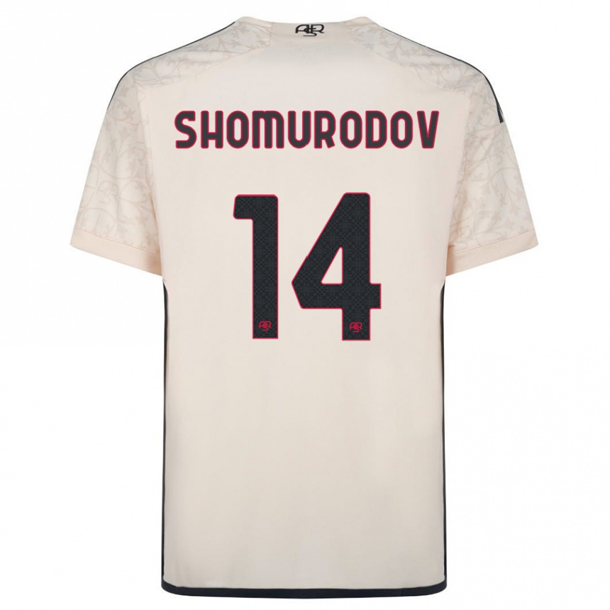 メンズフットボールエルドル・ショムロドフ#14オフホワイトアウェイシャツ2023/24ジャージーユニフォーム