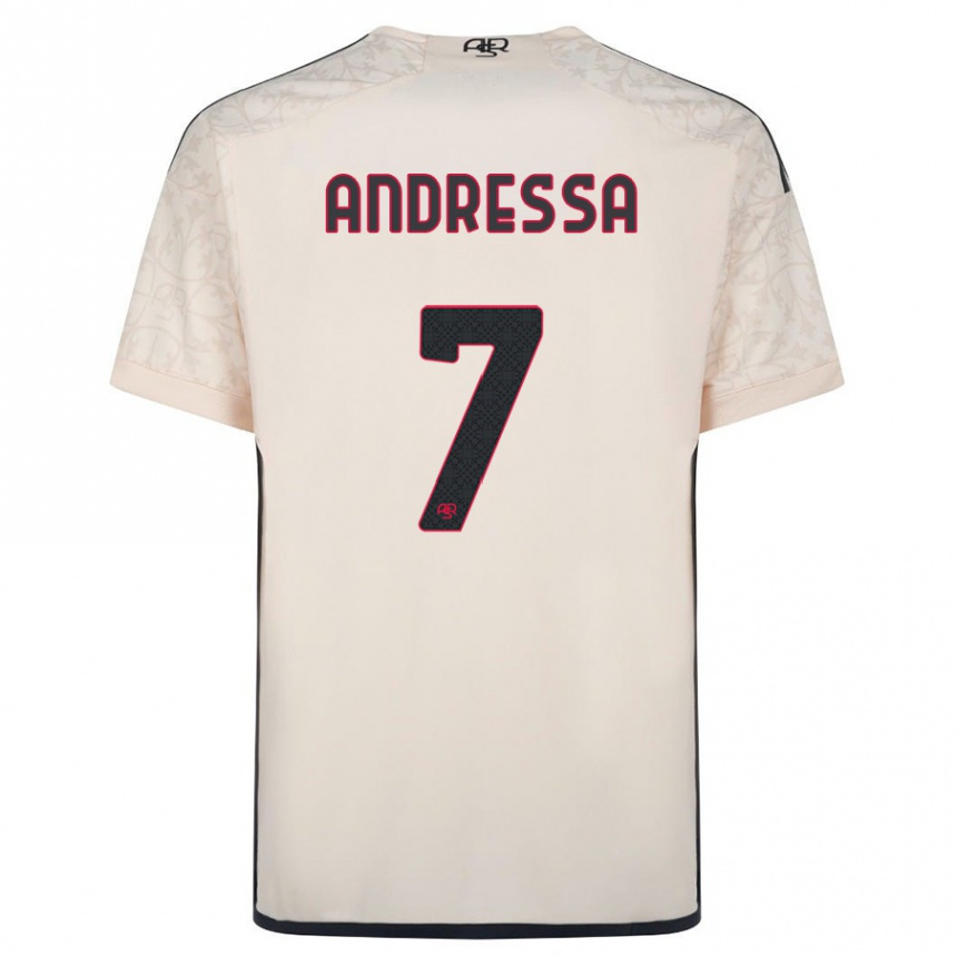 メンズフットボールアンドレッサ#7オフホワイトアウェイシャツ2023/24ジャージーユニフォーム