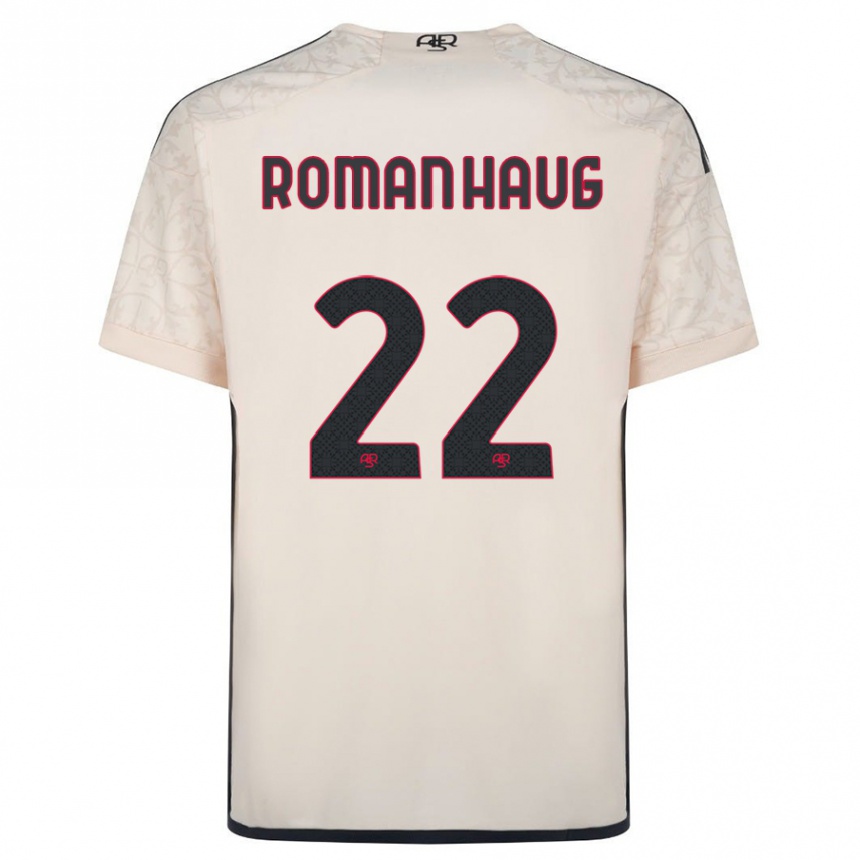 メンズフットボールソフィー・ロマン・ハウグ#22オフホワイトアウェイシャツ2023/24ジャージーユニフォーム