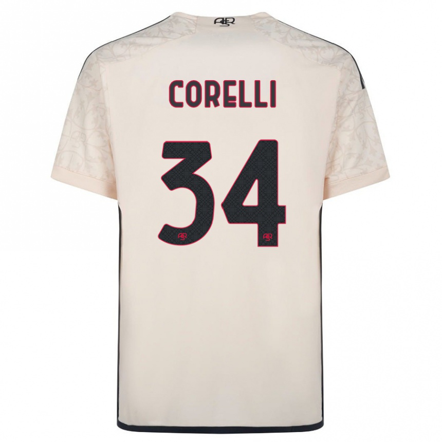 メンズフットボールアリス・コレッリ#34オフホワイトアウェイシャツ2023/24ジャージーユニフォーム