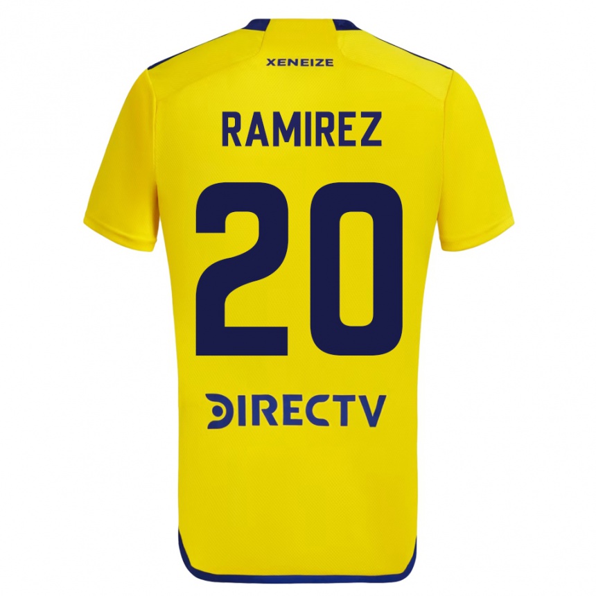 メンズフットボールフアン・エドガルド・ラミレス#20イエローアウェイシャツ2023/24ジャージーユニフォーム
