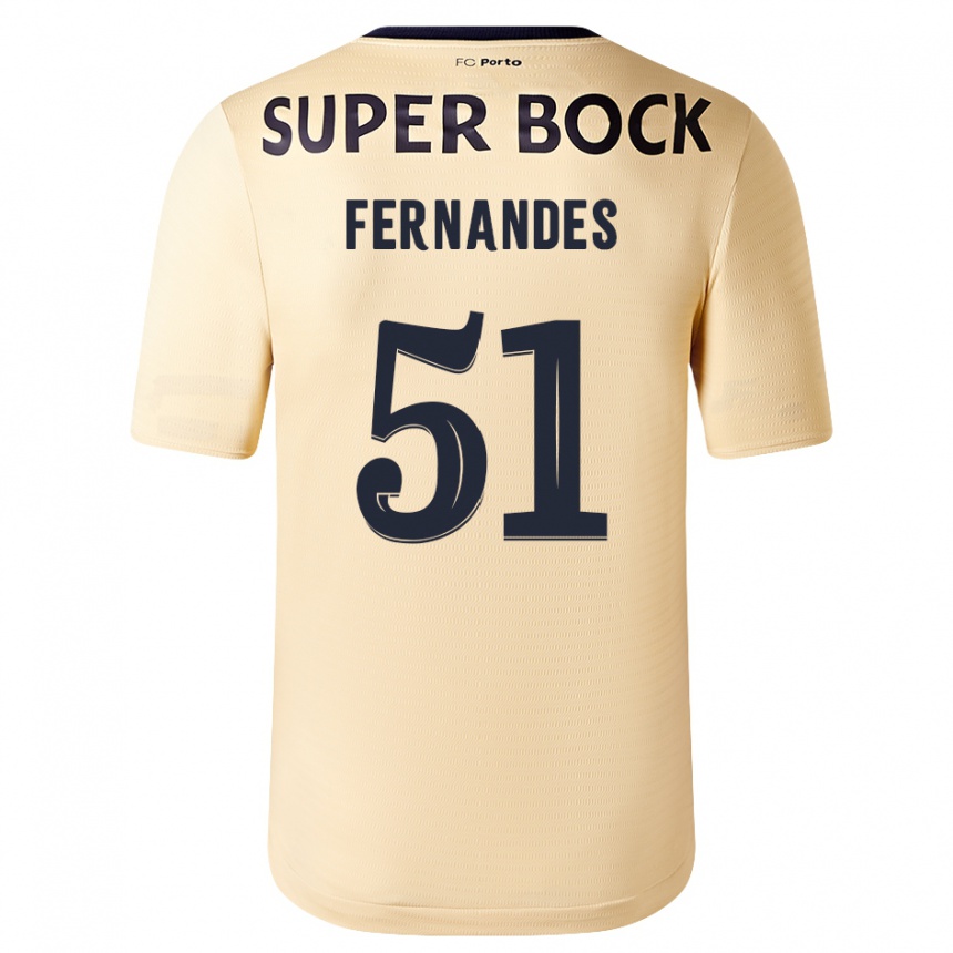 レディースフットボールディオゴ・フェルナンデス#51ベージュゴールドアウェイシャツ2023/24ジャージーユニフォーム