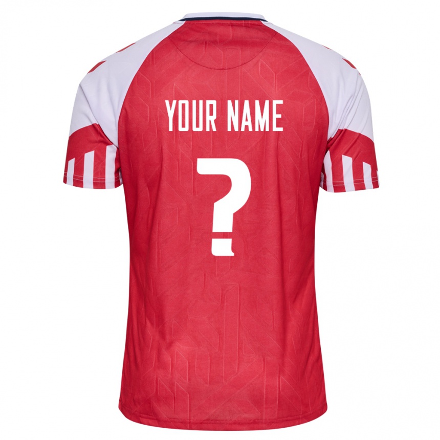 キッズフットボールデンマークあなたの名前#0赤ホームシャツ24-26ジャージーユニフォーム