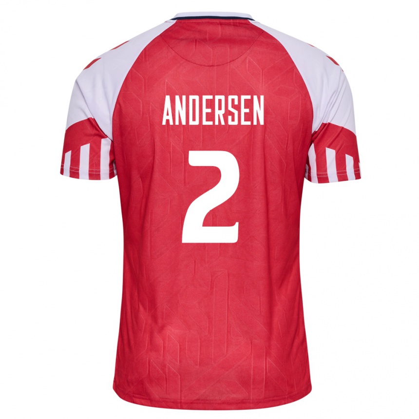 キッズフットボールデンマークヨアキム・アンデルセン#2赤ホームシャツ24-26ジャージーユニフォーム