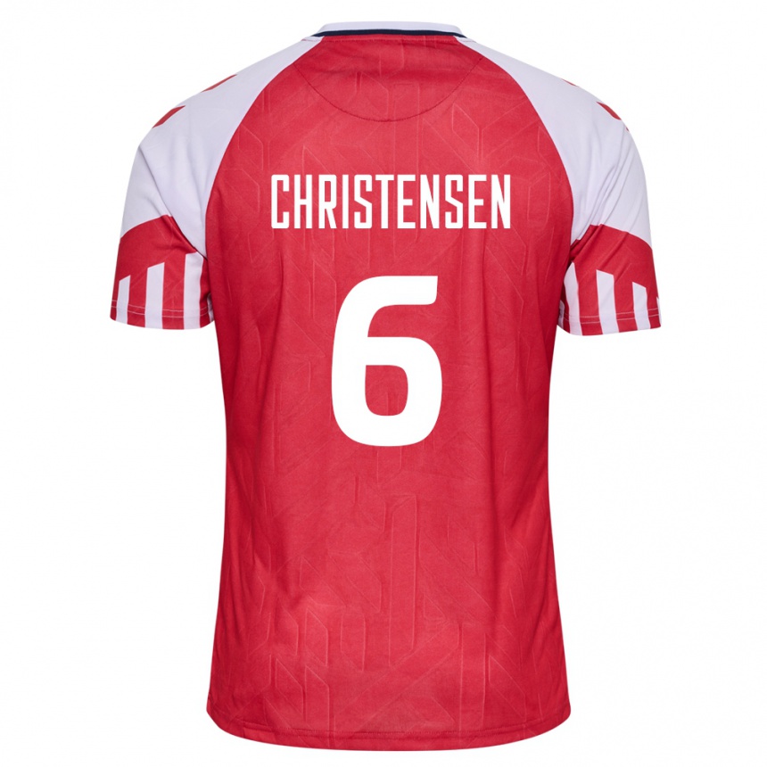 キッズフットボールデンマークアンドレアス・クリステンセン#6赤ホームシャツ24-26ジャージーユニフォーム