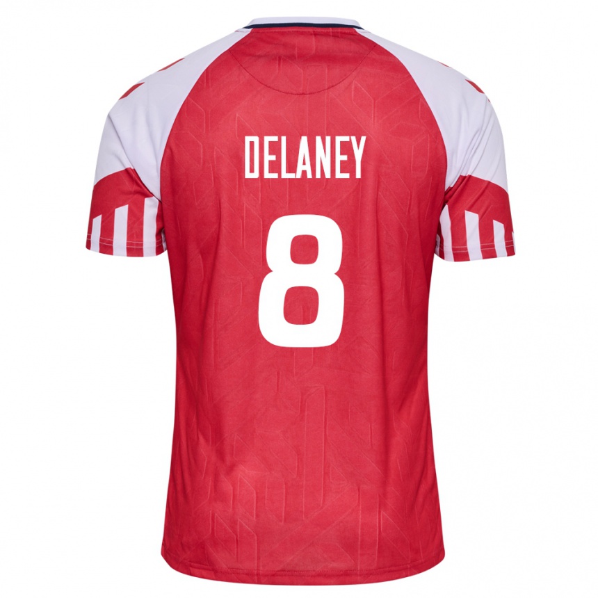 キッズフットボールデンマークトーマス・デラネイ#8赤ホームシャツ24-26ジャージーユニフォーム