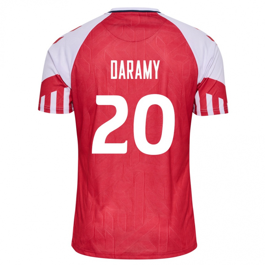 キッズフットボールデンマークモハメド・ダラミー#20赤ホームシャツ24-26ジャージーユニフォーム