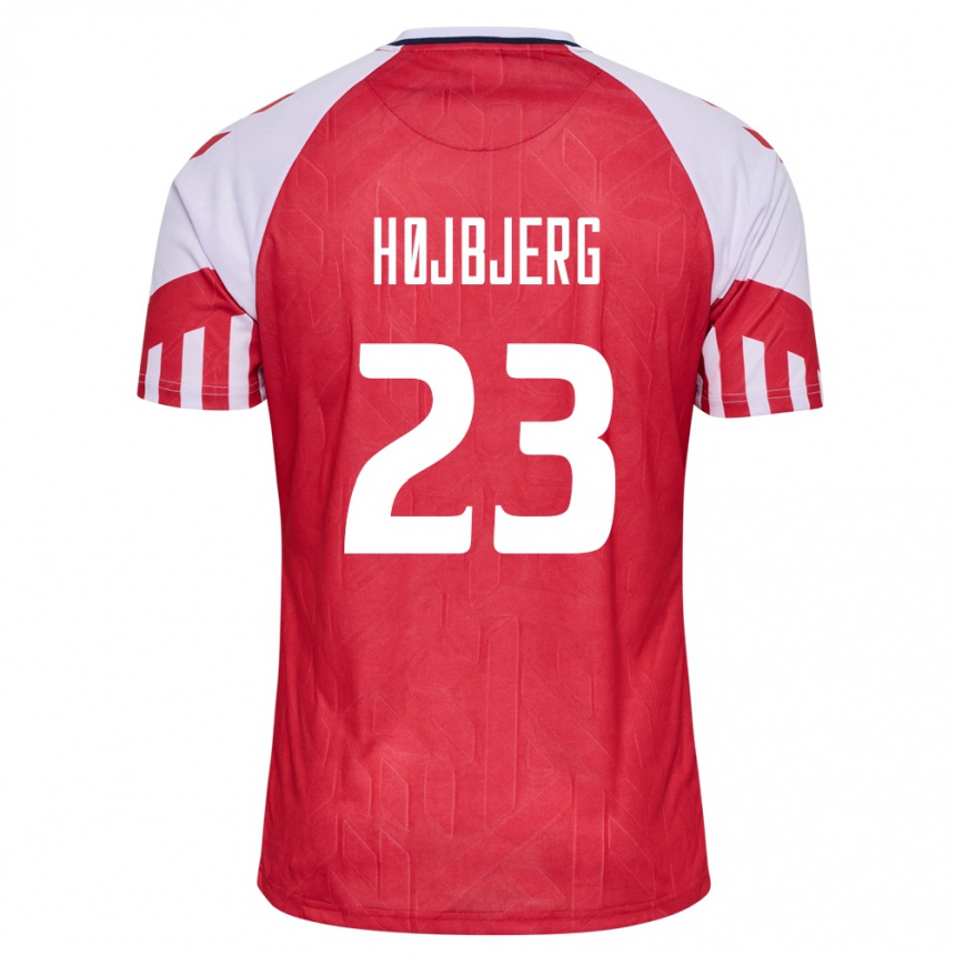 キッズフットボールデンマークピエーミル・ホイビュア#23赤ホームシャツ24-26ジャージーユニフォーム