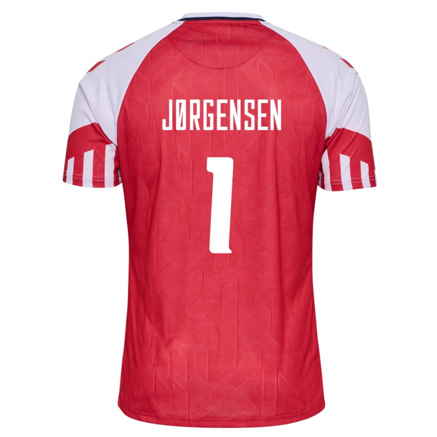 キッズフットボールデンマークフィリップ・ヨルゲンセン#1赤ホームシャツ24-26ジャージーユニフォーム