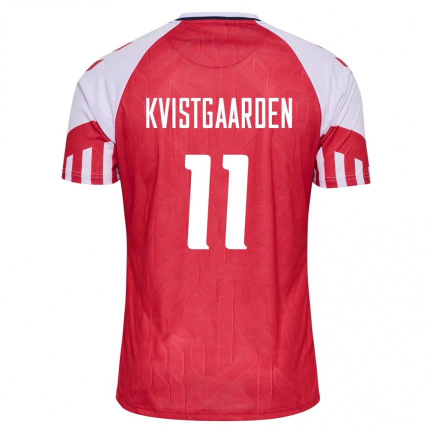 キッズフットボールデンマークマティアス・クヴィストゴーデン#11赤ホームシャツ24-26ジャージーユニフォーム