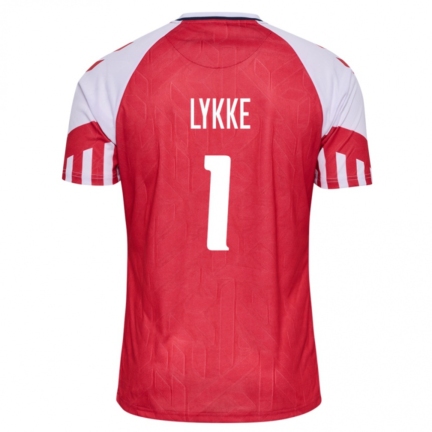 キッズフットボールデンマークウィリアム・リッケ#1赤ホームシャツ24-26ジャージーユニフォーム