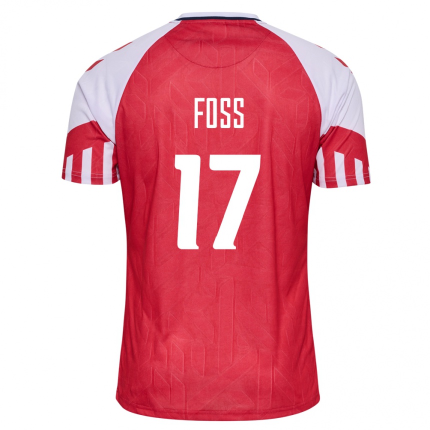 キッズフットボールデンマークジョナサン・ローランド・フォス#17赤ホームシャツ24-26ジャージーユニフォーム