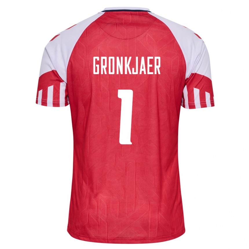 キッズフットボールデンマークベルティル・グロンキャール#1赤ホームシャツ24-26ジャージーユニフォーム