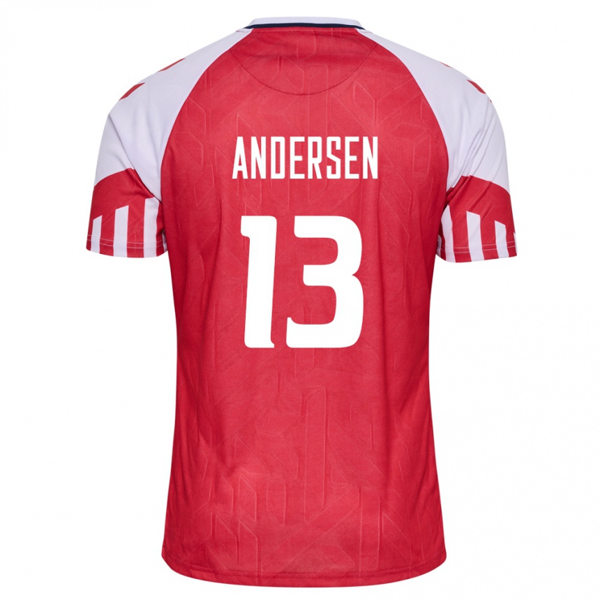 キッズフットボールデンマークフレジ・アンデルセン#13赤ホームシャツ24-26ジャージーユニフォーム
