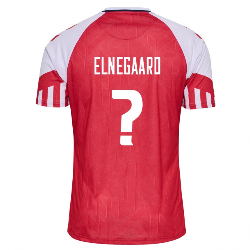 キッズフットボールデンマークトビアス・エルネガード#0赤ホームシャツ24-26ジャージーユニフォーム