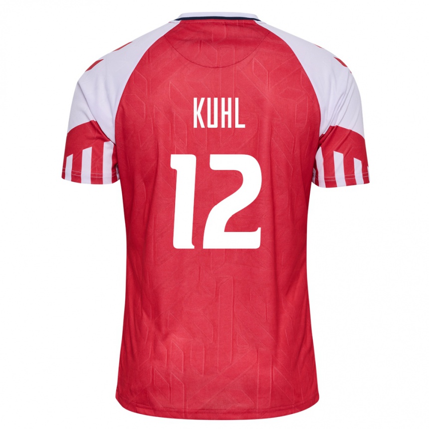 キッズフットボールデンマークキャサリン・メラー・クール#12赤ホームシャツ24-26ジャージーユニフォーム
