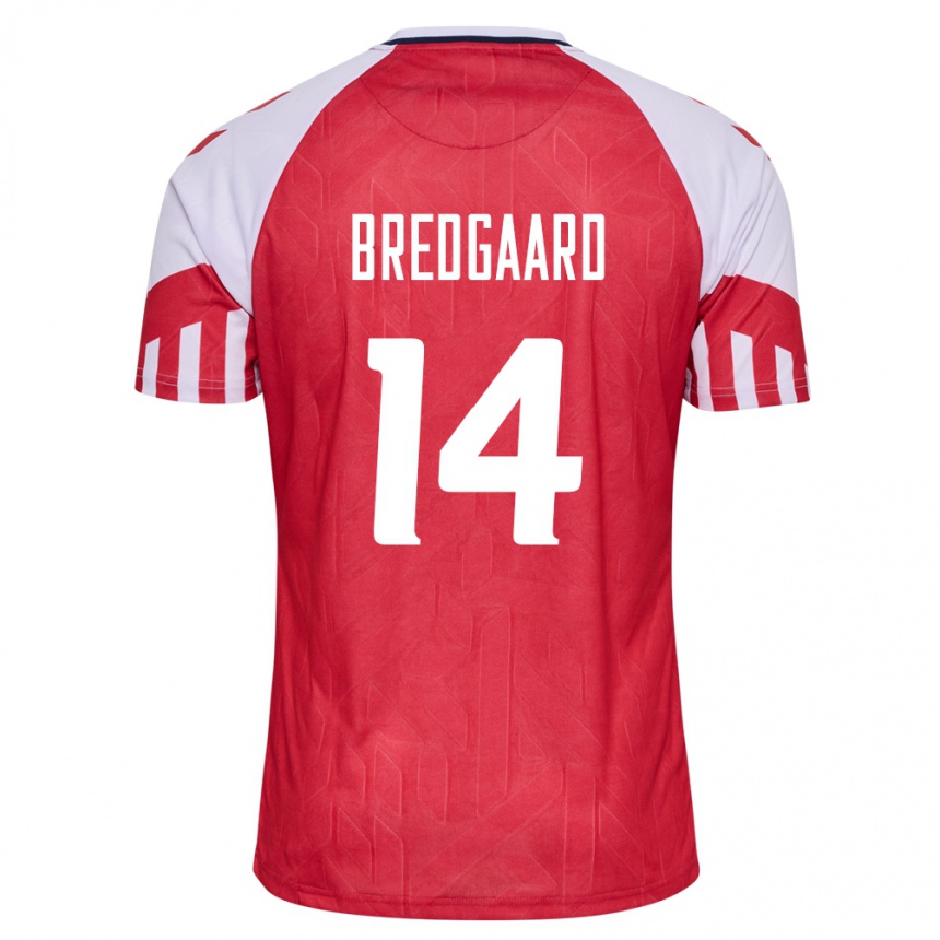 キッズフットボールデンマークソフィー・ブレッドガード#14赤ホームシャツ24-26ジャージーユニフォーム