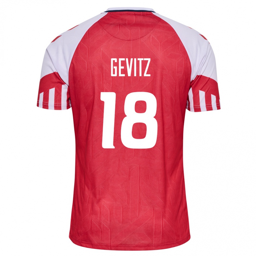 キッズフットボールデンマークルナ・ゲヴィッツ#18赤ホームシャツ24-26ジャージーユニフォーム