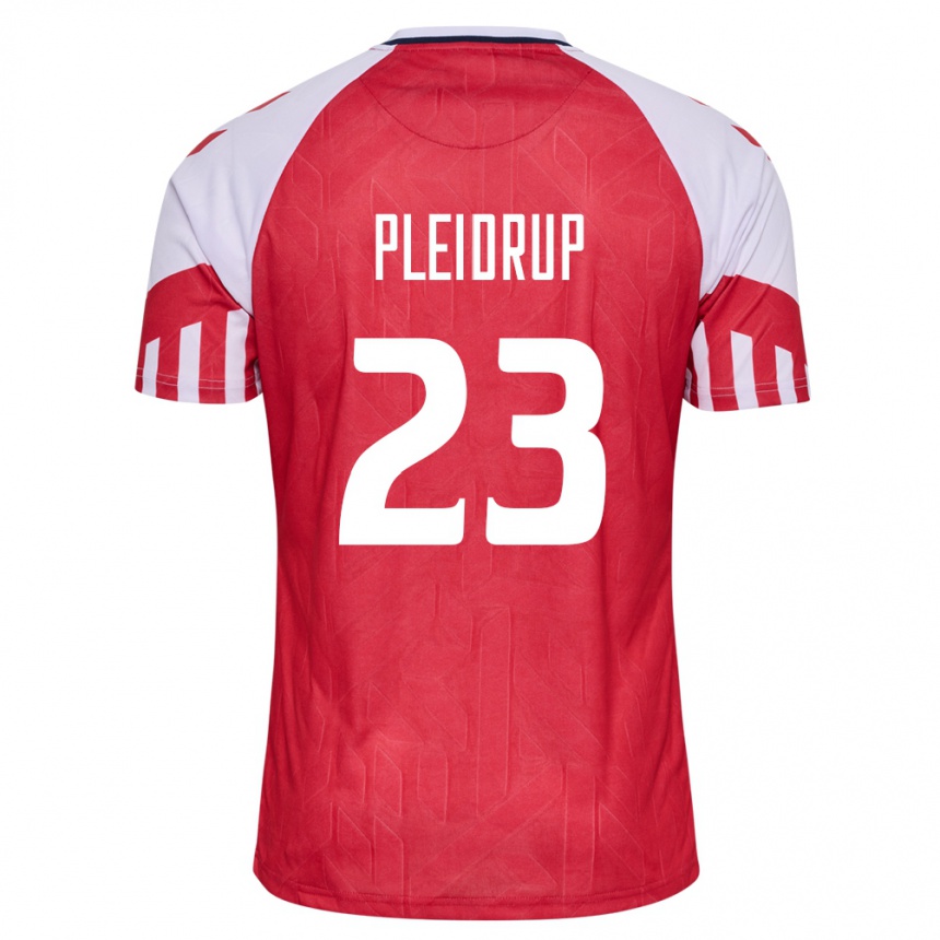 キッズフットボールデンマークキャロライン・プレイドラップ#23赤ホームシャツ24-26ジャージーユニフォーム