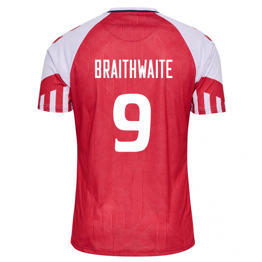 キッズフットボールデンマークマルティン・ブライトバイテ#9赤ホームシャツ24-26ジャージーユニフォーム