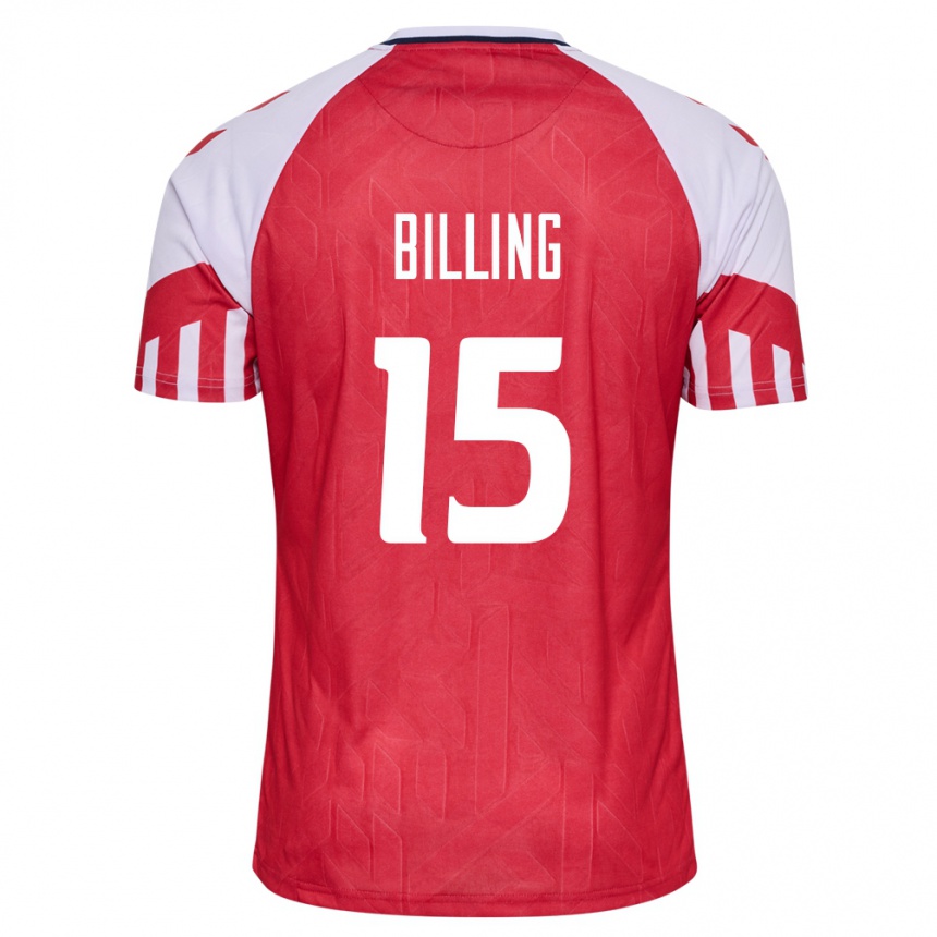 キッズフットボールデンマークフィリップ・ビリング#15赤ホームシャツ24-26ジャージーユニフォーム