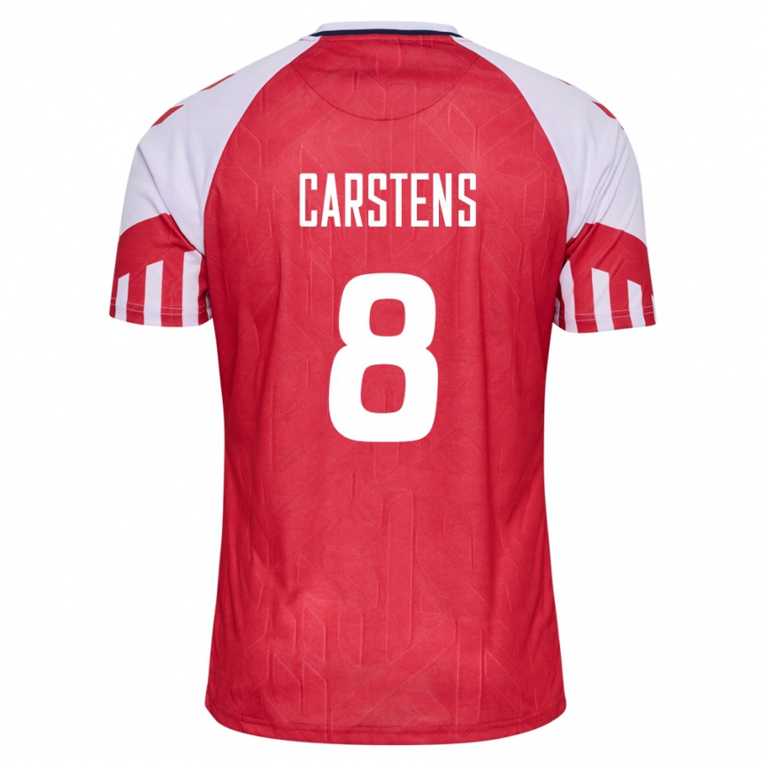 キッズフットボールデンマークシグネ・カルステンス#8赤ホームシャツ24-26ジャージーユニフォーム