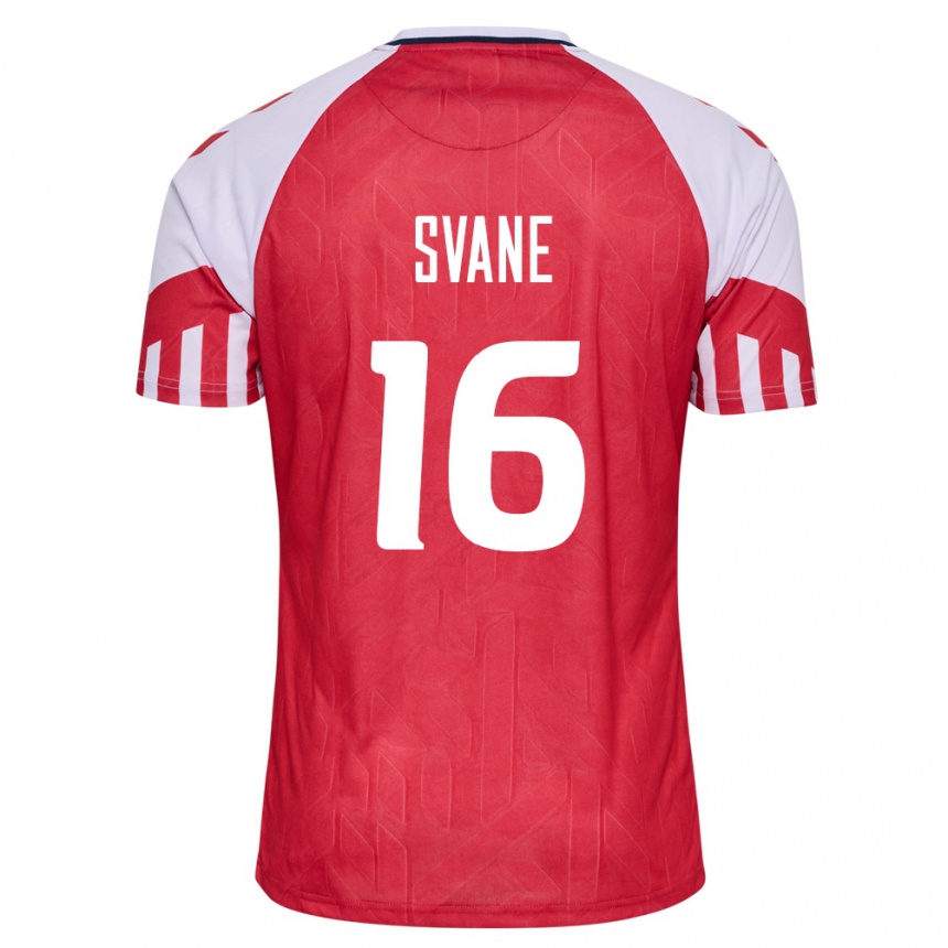 キッズフットボールデンマークカトリーヌ・スヴェイン#16赤ホームシャツ24-26ジャージーユニフォーム