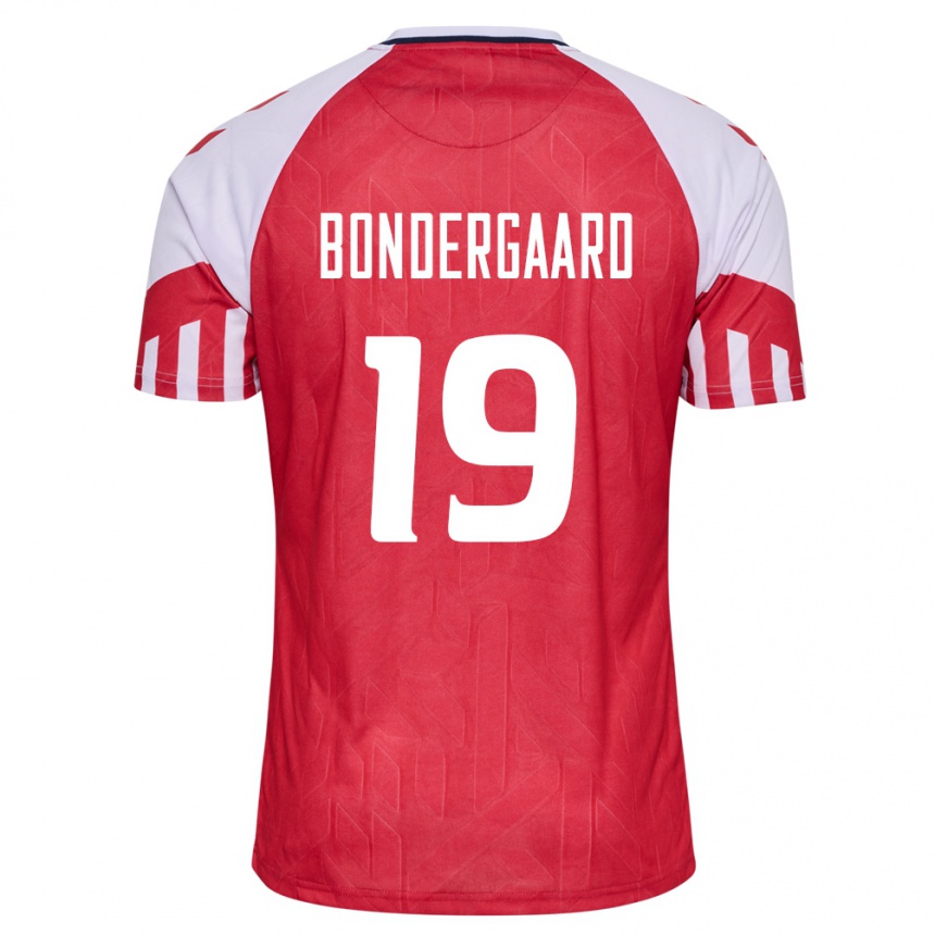 キッズフットボールデンマークアスビョルン・ボンダーガード#19赤ホームシャツ24-26ジャージーユニフォーム
