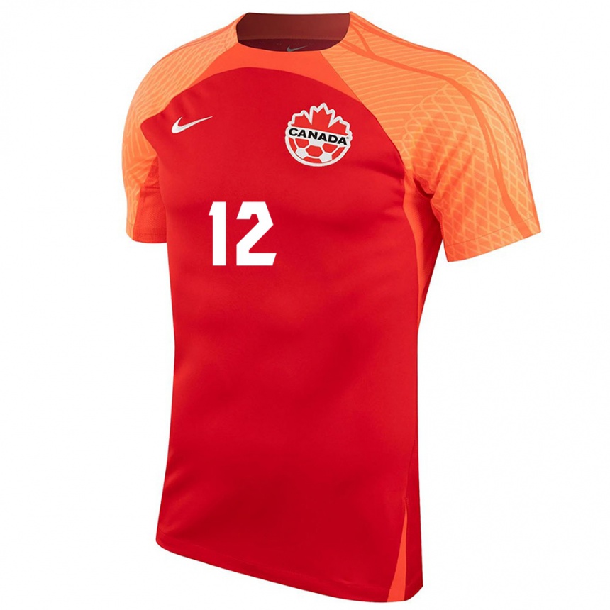 キッズフットボールカナダAidan Fong#12オレンジホームシャツ24-26ジャージーユニフォーム