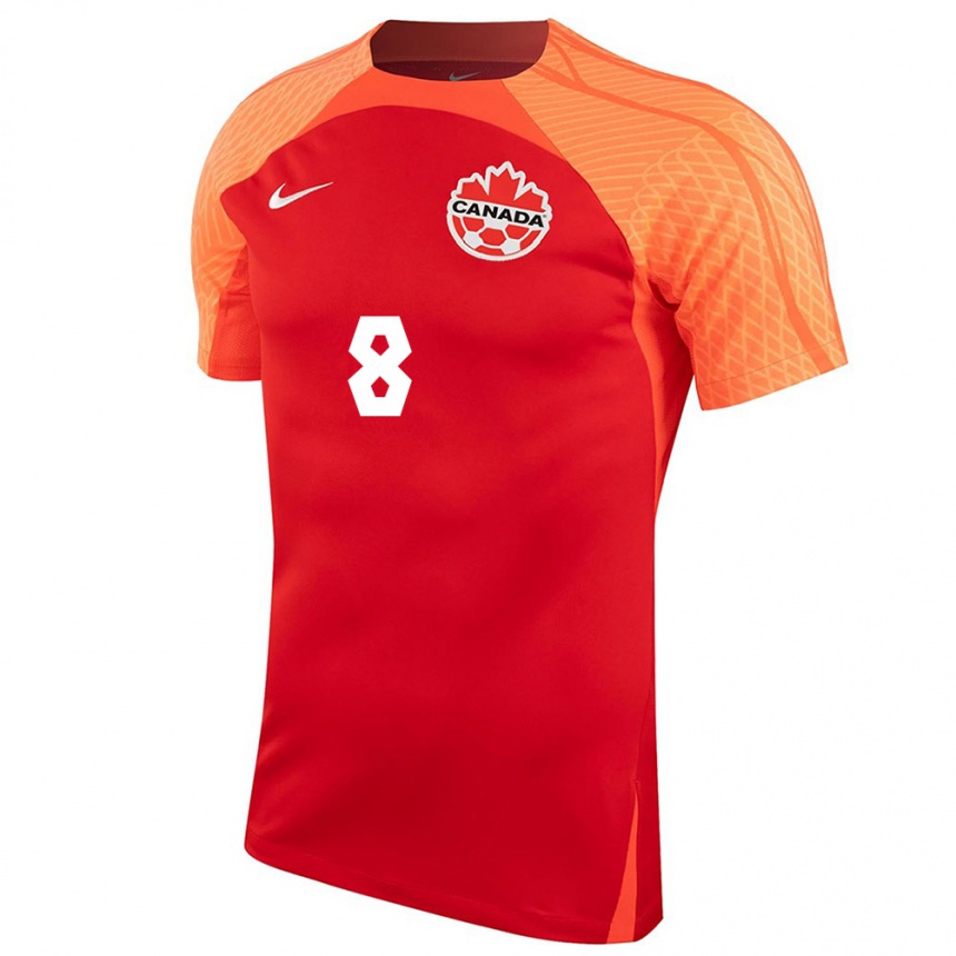 キッズフットボールカナダJeevan Badwal#8オレンジホームシャツ24-26ジャージーユニフォーム