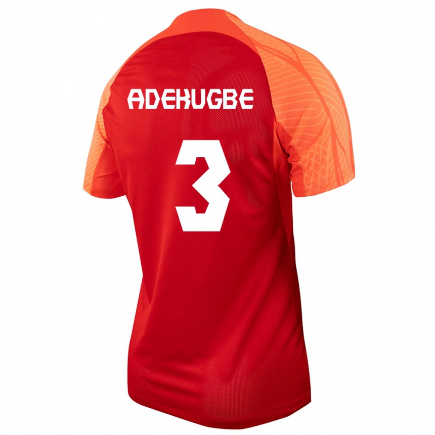 キッズフットボールカナダサム・アデクグベ #3オレンジホームシャツ24-26ジャージーユニフォーム