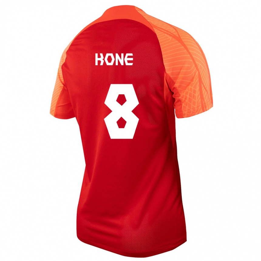 キッズフットボールカナダイスマエル・コネ#8オレンジホームシャツ24-26ジャージーユニフォーム