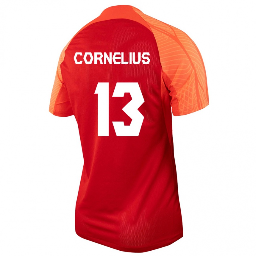 キッズフットボールカナダデレク・コーネリアス#13オレンジホームシャツ24-26ジャージーユニフォーム