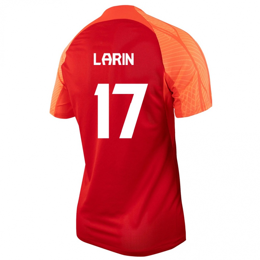 キッズフットボールカナダサイル・ラリン #17オレンジホームシャツ24-26ジャージーユニフォーム
