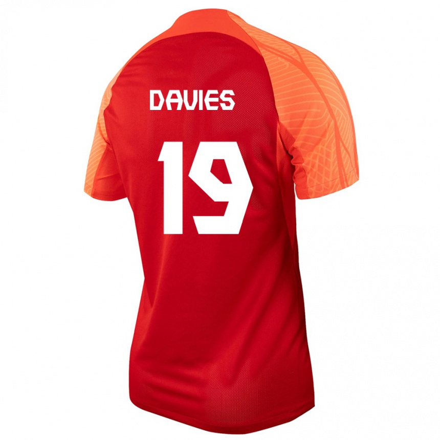 キッズフットボールカナダアルフォンソ・デイヴィス#19オレンジホームシャツ24-26ジャージーユニフォーム